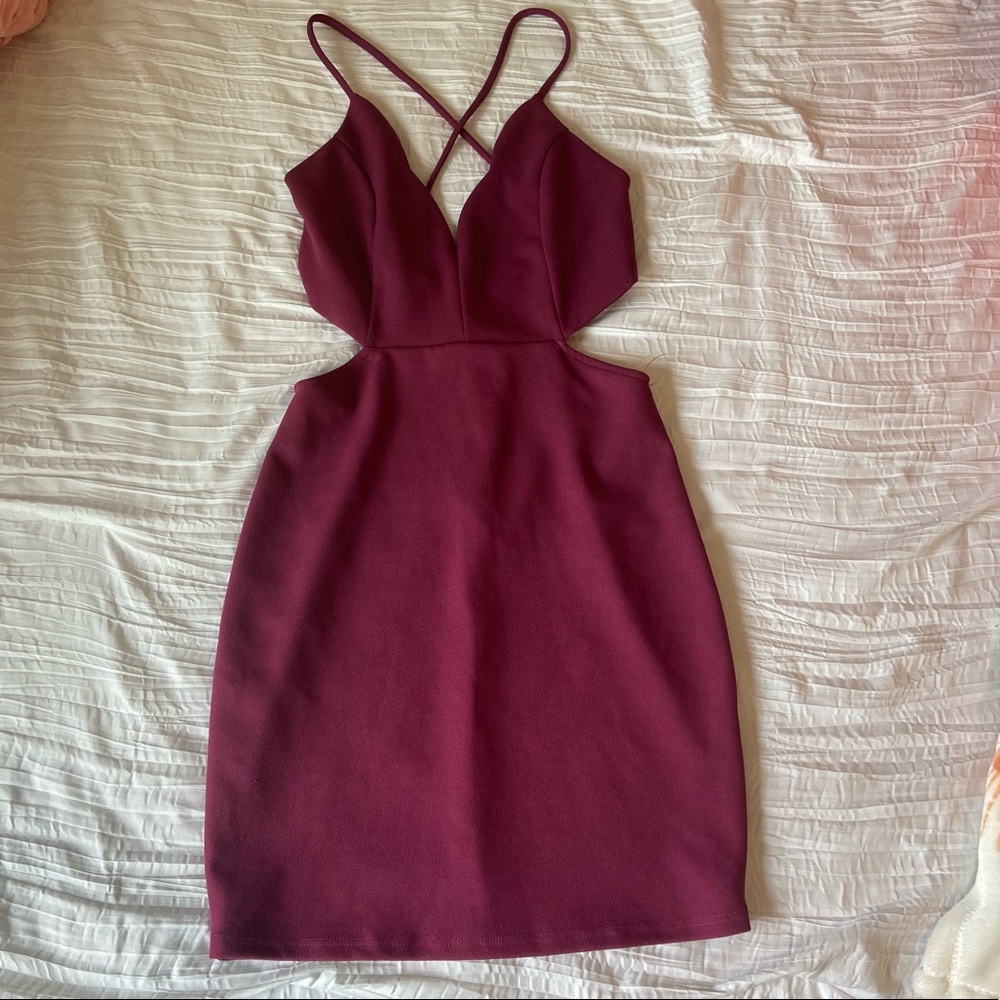 Wine colored bodycon dress